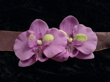 Bracciale braccialetto donna orchidea stoffa viola lilla lavanda fiori tessuto