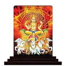 God Surya Stampato In Legno Su Carro Decorativo Per Decorazione Tavolo Casa V8
