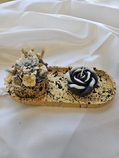 Vaso In Gesso Con Vassetto A Cuore Dorato con Candela