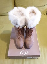 Stivaletti donna tronchetti in pelle scamosciata con pelliccia, n.41