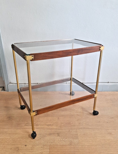 Carrello bar legno ottone - e,