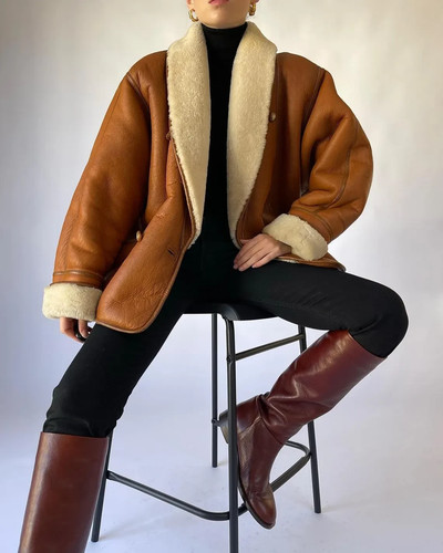 Cappotto donna vintage pelle