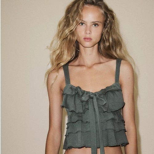 Top donna zara verde oliva - oliva, con