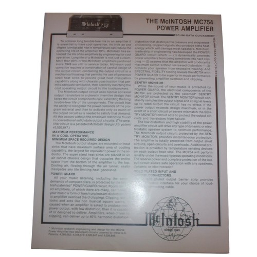 Vintage mcintosh mc754 power - vintage,