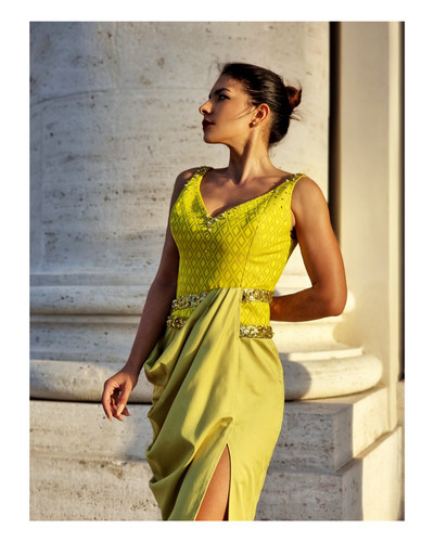 Abito lungo giallo donna - lungo, 42