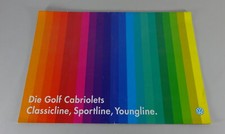 Brochure grande VW Golf I Cabrio Classicline, Sportline, Youngline stand 01/1991 