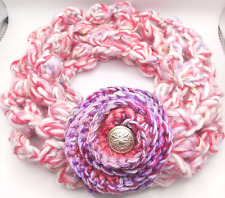 Sciarpa e collana scaldacollo BOHO CHIC con ROSA vintage sfumata viola pervinca.