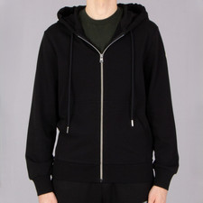 Moncler Felpa con Cappuccio Zip In Nero Tono Argento Ferramenta 100% Cotone - Uomo Taglia XS