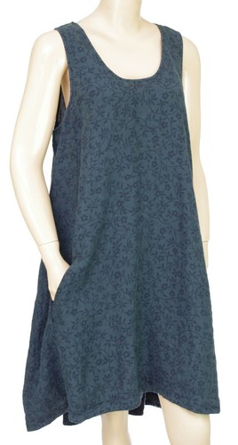 Abito donna blu lino - abito, da