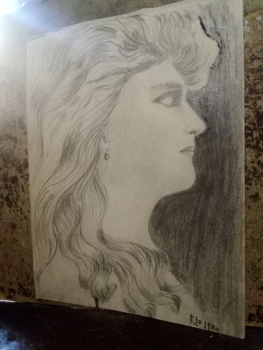 Antico disegno volto giovane - volto,