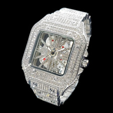 Orologio di design scheletro quadrante rosso VVS Iced Out Diamond, orologio hip hop, moda 