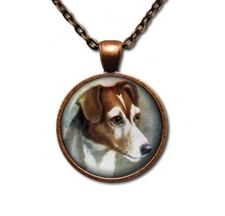 Jack Russell Terrier Dog Animal Lovers - Handmade Round Glass Pendant Necklace