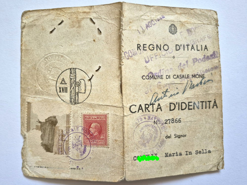 Fascismo carta identità - carta, d'identità