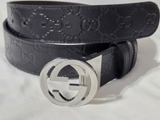 Autentica cintura Gucci reversibile 2 in 1 in pelle argento GG 90 cm 30/32