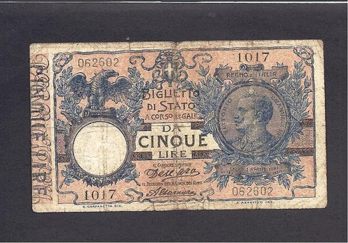 Italia 23b 5 lire 1904 - p-23b,, af,