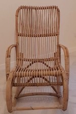 Grande Sedia a Dondolo In BAMBÙ Vintage.