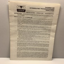 Manuale di servizio amplificatore integrato transitorizzato vintage anni 70 Leak Stereo 30 
