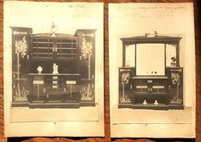 Due fotografie Mobili stile Liberty del Mobiliere Emilio Treves Torino inizi '9