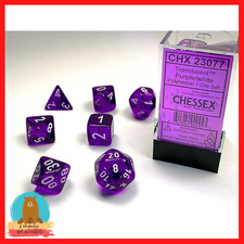 SET 7 DADI POLIEDRICI PURPLE/WHITE rpg gdr per dungeons & dragons
