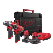 KIT 12V MILWAUKEE TRAPANO A PERC. + AVV IMPULSI INS. 2 BATT