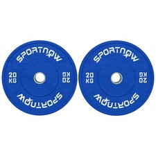 SPORTNOW Set 2 Dischi Pesi 20 kg in Gomma Foro 5 cm per Manubri e Bilancieri Blu