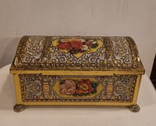 Scatola di latta VINTAGE: FORZIERE BAULE - FIORI, ORO E ARGENTE