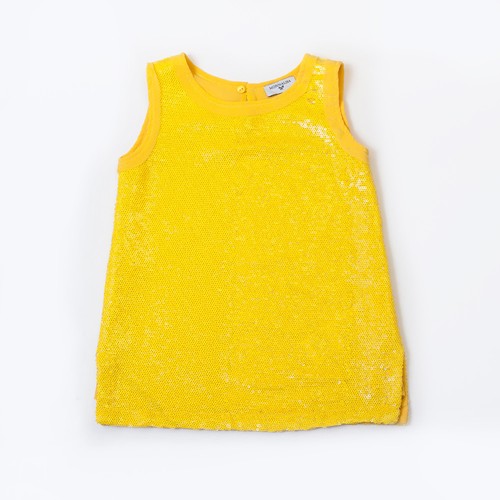 Top yellow paillettes kids - top,