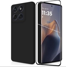 CUSTODIA per MOTOROLA EDGE 60 5G FUSION Cover TPU Silicone NERO Pellicola VETRO 