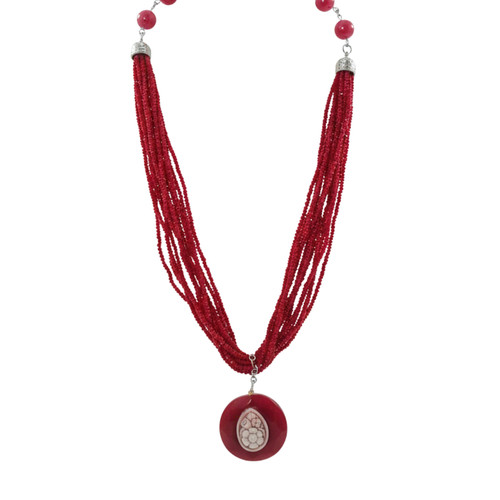 Collana multifilo rossa - multifilo, con