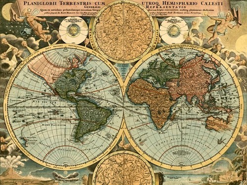 Quadro mappa emisfero mondo - mappa,