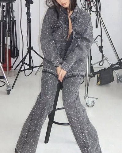 Completo camicia jeans strass - camicia,
