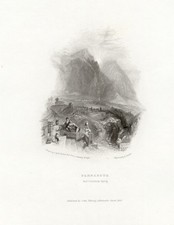 PARNASO E SORGENTE CASTALIA, di  TURNER , incisione , 1833 + passepartout