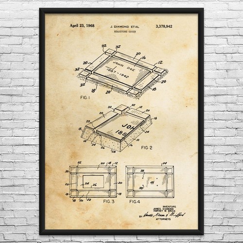 Grave marker patent wall - patent, art