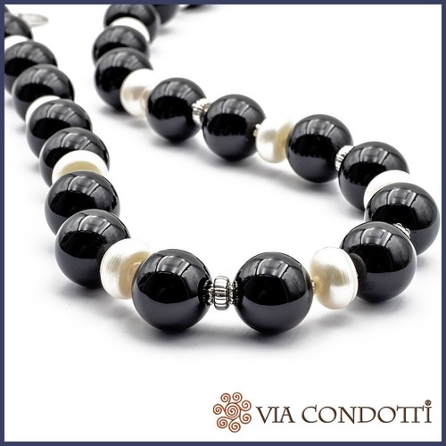 Collana perle onice nera - onice,