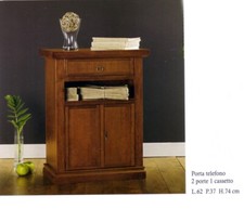 PORTA TELEFONO IN LEGNO NOCE A 2 PORTE E 1 CASSETTO ARREDO CASA