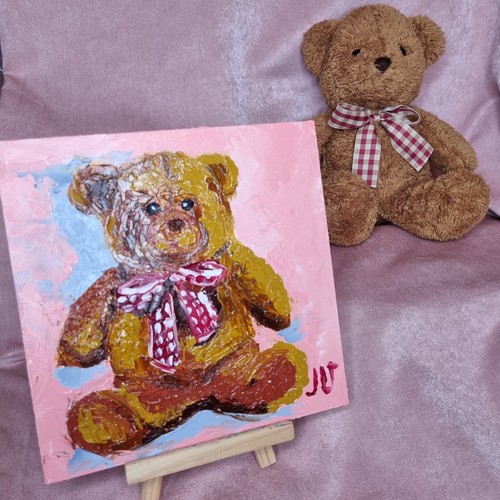 Orsacchiotto rosa dipinto - , ad
