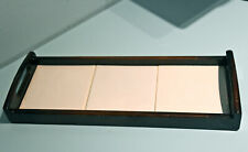 Vassoio IN LEGNO  con 3 Mattonelle Ceramica bianca x 2 tazze caffè + zuccheriera