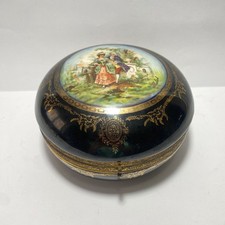 Antico Portagioie Scatola Ceramica Tedesca Stile Francese XIX Secolo