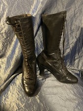 Stivaletti Donna Vintage Vittoriani 1800 Pelle Nera