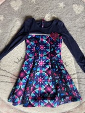 Desigual Long Slevve Wintery Dress Navy Girls Size 9/10