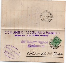 MOGLIANO VENETO , 1922 , da Comune , con testo per Villanova d. Ghebbo ,