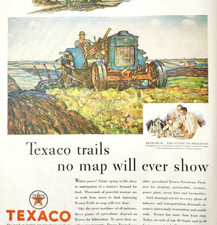 Pubblicità gas e petrolio Texaco 1930 trattore agricolo agricoltura DWJJ19