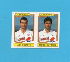PANINI CALCIATORI 1990-91-Figurina n.475-BRUNETTI+ZAFFARONI-TARANTO-NEW VELINA