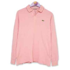 Polo Lacoste Vintage rosa a manica lunga tinta unita - Taglia 4 uomo