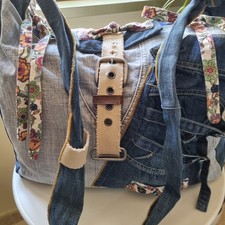 Borsa Donna Handmade in Jeans Riciclato, Capiente, Nuova – 48×40×14 cm