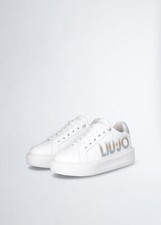 Sneakers Liu Jo Donna Platform Con Maxi Logo Glitter BA4071PX47904370 Bianco