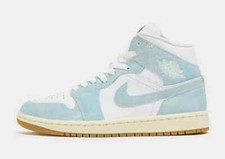 Jordan Air 1 Mid Scarpe Da Donna In Bianco, Blu Indossato, Vela