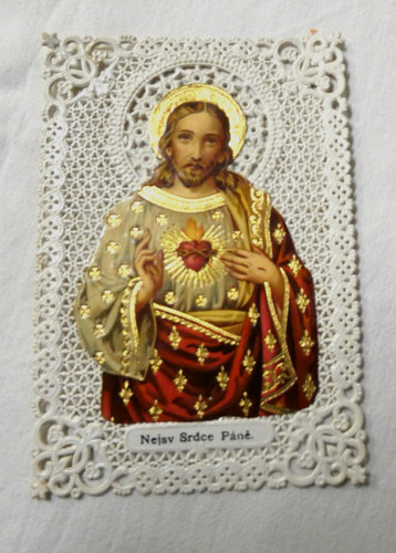 Antico santino sacro cuore - antico,
