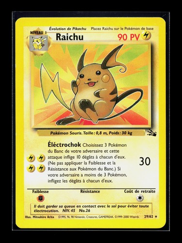 Carte pokémon raichu 62 - pokémon, 29/62