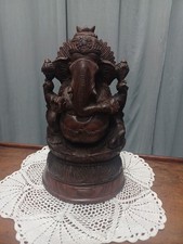 Statua In Legno Massello Ganesha Epoca 900